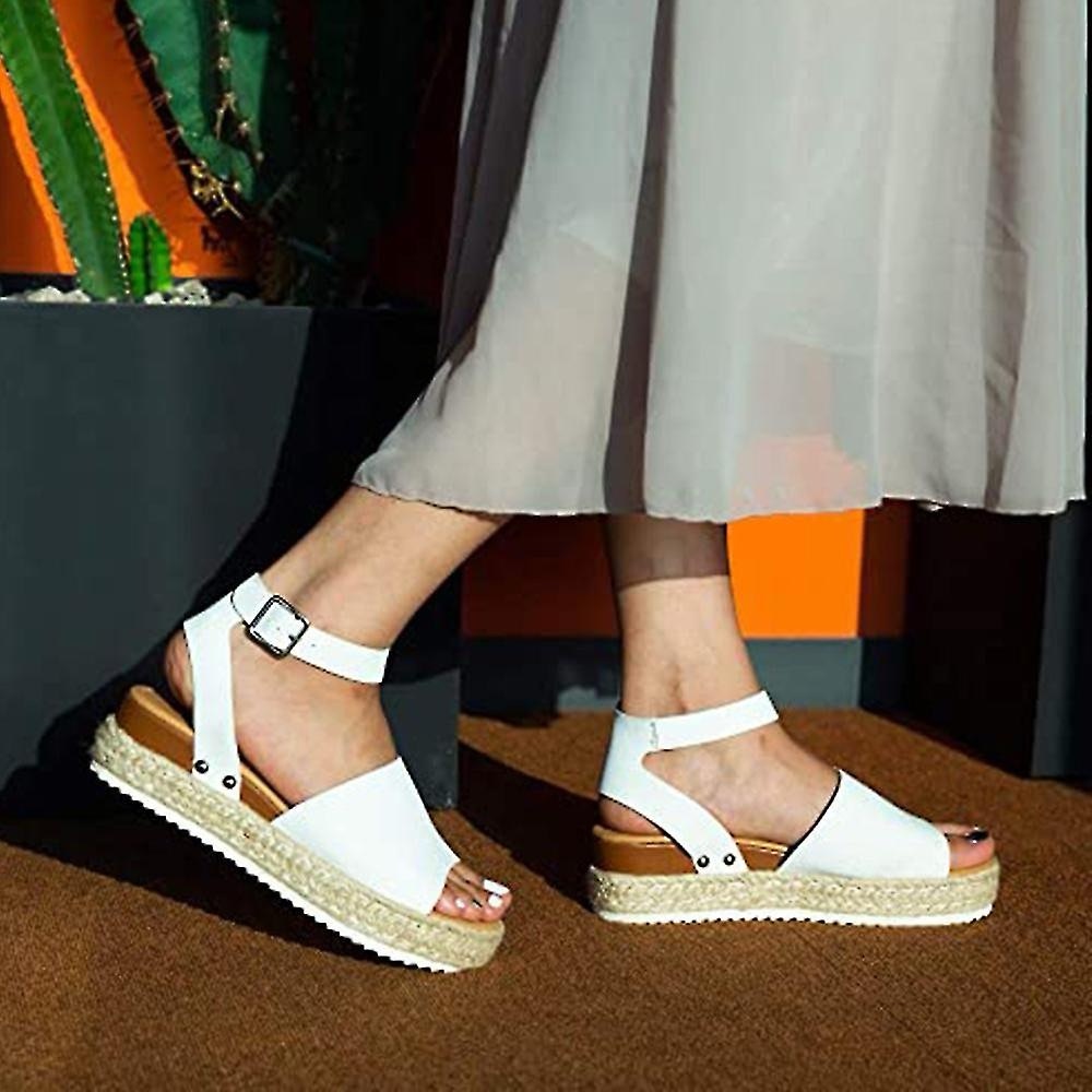 Soda White Ankle Strap Espadrille Sandals